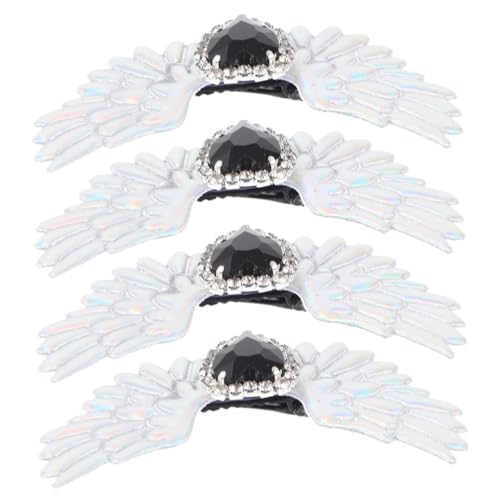 LRXIYODE 4 Stück Teiliges Silberne Schuhclips mit Funkelnden Strass Gotische Engelsflügel Designs aus Zinklegierung und Stoff Dekorative Schuhschnallen für Damen für Hochzeit und Party von LRXIYODE