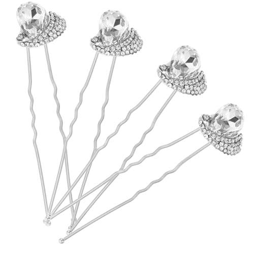 LRXIYODE 4 Stück Teiliges Strass Haarnadeln U Form Metall Leicht Brautschmuck Hochzeit Haarklammern für Damen und Braut Frisuren Festlich Elegant von LRXIYODE