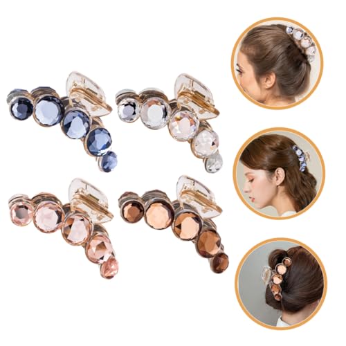 LRXIYODE 4 Stück Teiliges Transparente Haarklammern für Pferdeschwanz Langlebige Klauenclips in Weiß Blau Champagner Kaffee Modische Haarspangen für Frauen und Mädchen von LRXIYODE