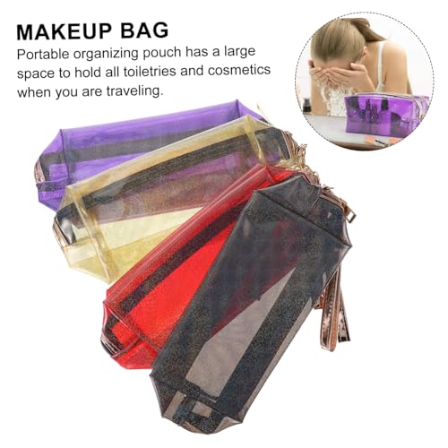 LRXIYODE 4 Stück Teiliges Transparentes Kosmetiktaschen Irideszenter Make Up Organizer mit Metallreißverschluss Reise und Schminktasche mit Abnehmbarem Handriemen Vielseitig für Damen und von LRXIYODE