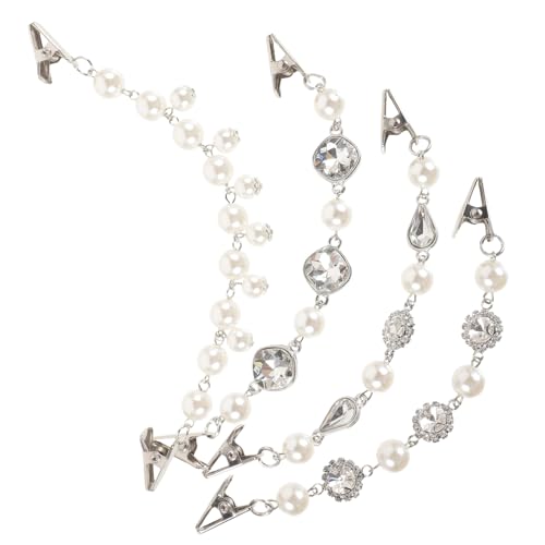 LRXIYODE 4 Stück Teiliges Vintage Sweater Clips mit Perlen Stilvolle Strickjacken und Jackenclips Modische Broschen für Damen Praktische Kragen und Umhangverschlüsse Langlebiges und von LRXIYODE