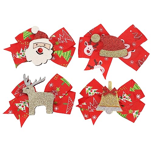 LRXIYODE 4 Stück Teiliges Weihnachts Haarclip Cartoon Schleife Rehgeweih Haarnadel Leichte Haarschmuck für Party Festliche Kopfdekoration von LRXIYODE