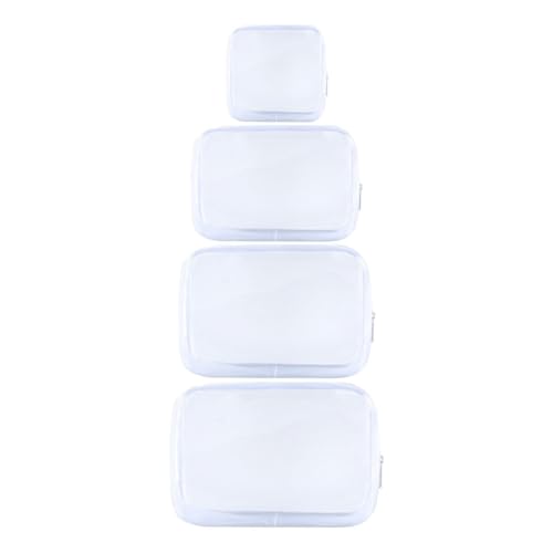 LRXIYODE 4 Stück Transparentes Teiliges Kosmetikset PVC Reise Make Up Taschen und Großvolumig zur Aufbewahrung von Kosmetik Handy Geldbörse und Mehr für Damen und Herren von LRXIYODE