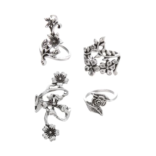 LRXIYODE 4 Stück Vintage Teiliges Metall Fingerring mit Blumen und Design Verstellbare Damenringe aus Langlebiger Legierung Stilvoller Schmuck für Teenager und Alltag LRXIYODE 4 Stück Vintage Teiliges Metall Fingerring mit Blumen und Design Verstellbare Damenringe aus Langlebiger Legierung Stilvoller Schmuck für Teenager und Alltag von LRXIYODE
