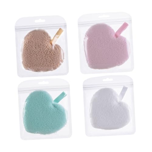 LRXIYODE 4 Stück Wiederverwendbare Teilig Herzförmige Makeup Entferner Pads Waschbare Gesichtsreinigungsschwämme Sanfte Porentiefe Reinigung für Tägliche Abschminkroutine und Hautpflege von LRXIYODE