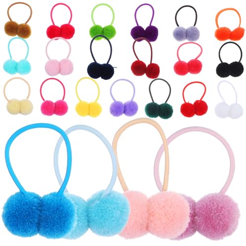 LRXIYODE 48 Stck Teiliges Bunte Flauschige Haargummis für Mädchen Elastische Ponytail Halter Schonende Haarbänder mit Pompon Geeignet für Mittleres Dickes Haar Modischer Haarschmuck für von LRXIYODE