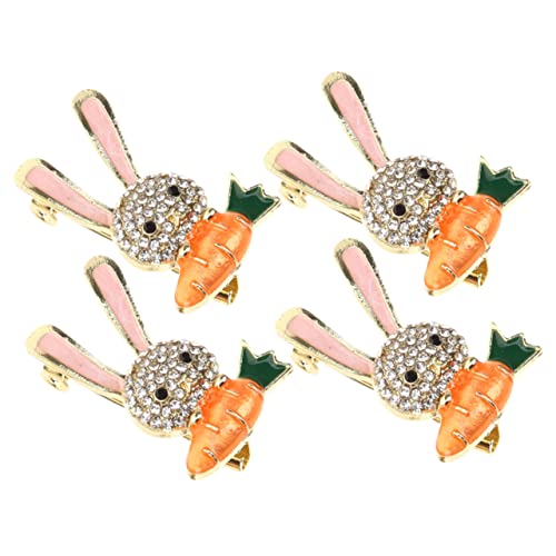 LRXIYODE 4Stücke Kreative Kaninchenbroschen für Frauen Teiliges mit Reversiblen Pins Cartoon Rabbit Design für Kleidung Hüte Anzüge Perfektes für Besondere Anlässe von LRXIYODE
