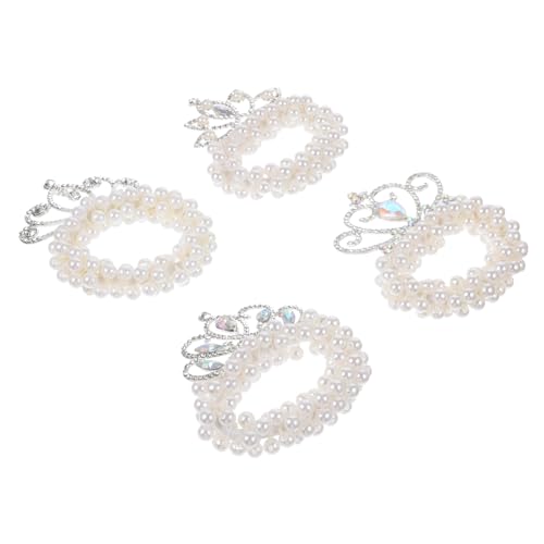 LRXIYODE 4stücke Perlen Haaringe Krone Haarclips Elastische Pferdeschwanzhalter Frauen Haaraccessoires von LRXIYODE