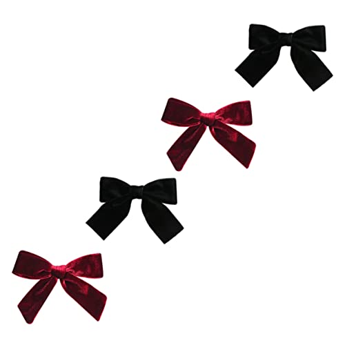 LRXIYODE 4 Stücke Samt Haarspangen Mit Schleifen Für Damen Zartes Haardekor in Schwarz Und Weinrot Angenehm Und Sicher Für Festivals Und Besondere Anlässe von LRXIYODE