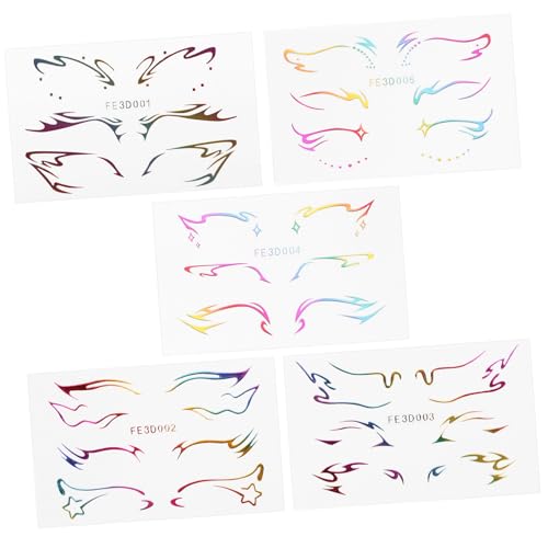 LRXIYODE 5 Blätter Temporäre Augen Make Up Tattoos Aufkleber Wasserfestes Selbstklebendes Eyeliner und Lidschatten Dekor für Frauen und Mädchen Vielseitig für Bühne Alltag und DIY Cosplay von LRXIYODE