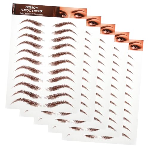 LRXIYODE 5 Blätter Wassertransfer Augenbrauen Aufkleber Natürliche Braune Fake Eyebrow Tattoos Einfach Anzuwenden Geeignet für Ungleichmäßige Fehlende und Schlecht Geformte Augenbrauen von LRXIYODE