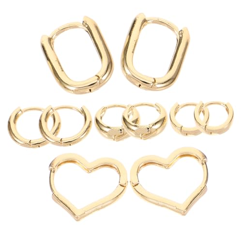 LRXIYODE 5 Paare Creolen Ohrringe Goldfarben Schmuck Damen Modisch Chunky Design Alltag und Festlich Alloy Material Langlebig und Vielseitig Kombinierbar von LRXIYODE
