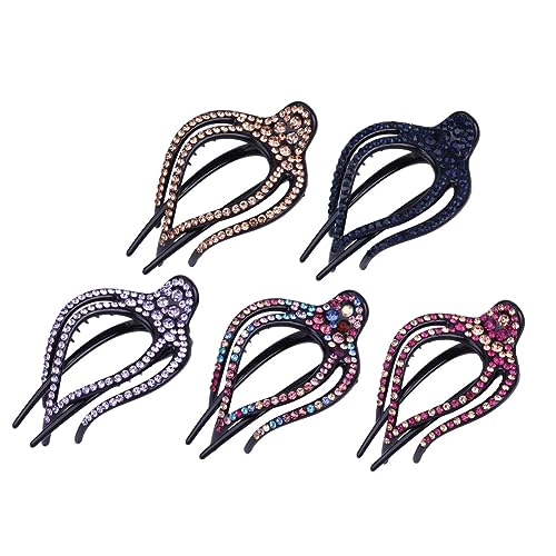 LRXIYODE 5 Stück Damen Haarklammern Strass Leichte Dreizinkige Haarspangen für Feines bis Mittleres Haar Modische Haarornamente für Stilvolle Frisuren Zufällige Farbe Zufällige Farbe von LRXIYODE