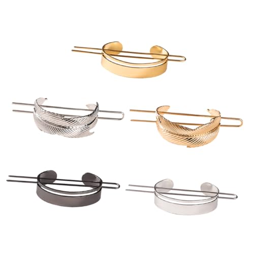 LRXIYODE 5 Stück Delikate Haarnadeln mit Federdesign Teiliges Stilvolle Haarschmuck Tiara für Pferdeschwanz und Duttfixierung Eleganter Kopfschmuck für Damen bei Hochzeit Party und Alltag von LRXIYODE