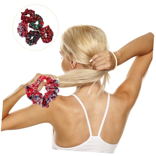 LRXIYODE 5 Stück Haargummis Seil Spiralbänder Elastisch Pferdeschwanz Lockiges Haar Scrunchies Groß Für Klein Blau Bunt Feiertage Frauen Weihnachten Weich Mädchen Farbig von LRXIYODE