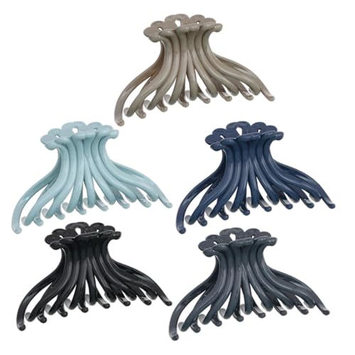 LRXIYODE 5 Stück Haarklammern Krallenclips für Dünnes Haar Starke Kunststoffspangen mit Ergonomischem Design Rutschfester Halt Vielseitig Einsetzbar für Damen und Mädchen Farblich Gemischt von LRXIYODE