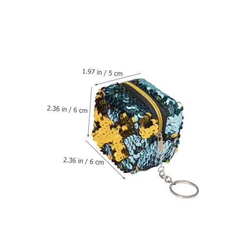 LRXIYODE 5 Stück Mini Geldbörsen Würfelform Kleine wasserdichte Münzbeutel Damen Schlüssel Aufbewahrungstaschen Leicht Glänzend Sequins von LRXIYODE