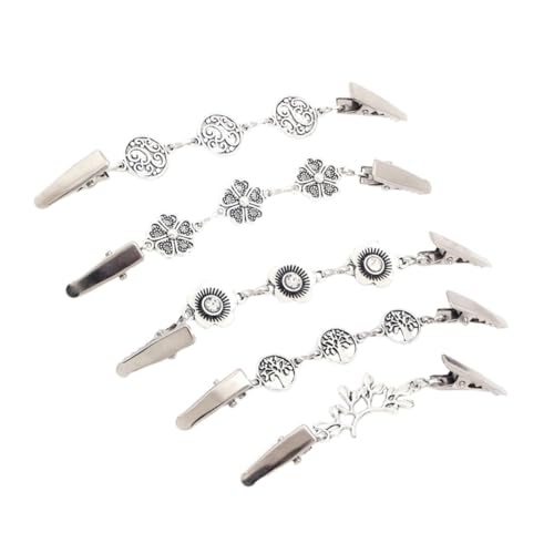 LRXIYODE 5 Stück Retro Cardigan Clips aus Silber Vintage Schal Verschluss für Damen Modische Strickjacken Klammern Vielseitige Broschen für Pullover Schals und Umhänge von LRXIYODE