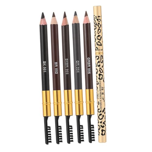 LRXIYODE 5 Stück Teiliges Augenbrauenstift Dual Ended mit Bürste Wasserfest Langanhaltend Präzise Farbabdeckung Natürliche Augenbrauen für Damen Verschiedene Braun und Grautöne Smudge von LRXIYODE
