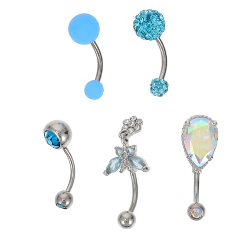 LRXIYODE 5 Stück Teiliges Bauchnabelpiercing Set für Damen Zierliche Piercingaccessoires mit Hochwertigem für und von LRXIYODE