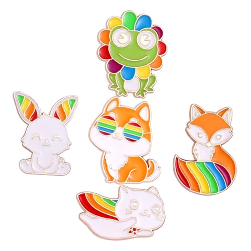 LRXIYODE 5 Stück Teiliges Broschen Bunte Cartoon Tier Anstecknadeln Niedliche Kleidung Dekoration Brosche für Hüte Rucksäcke Jacken Vielseitige Mode Accessoires von LRXIYODE