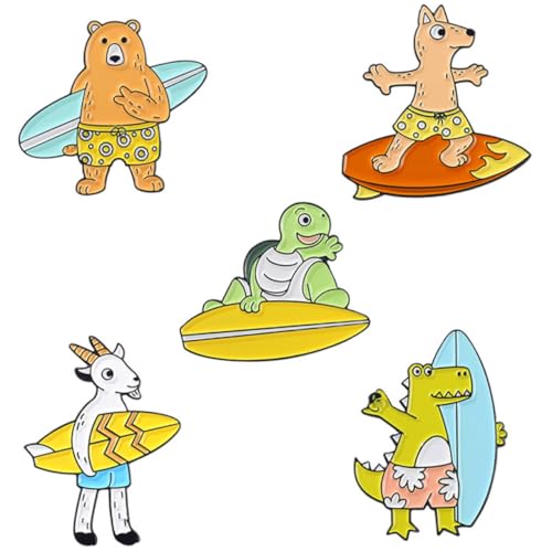 LRXIYODE 5 Stück Teiliges Cartoon Tier Broschen aus Legierung Leichte Langlebige Anstecknadeln für Kleidung Taschen Hüte Vielseitige Dekoration für Damen und Mädchen von LRXIYODE
