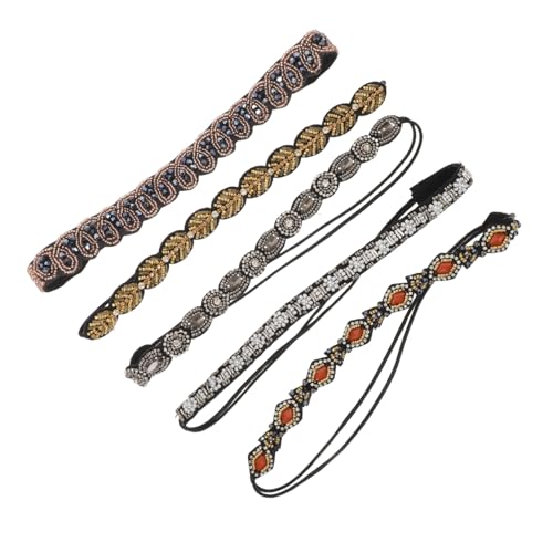 LRXIYODE 5 Stück Teiliges Elastisches Haarband mit Perlen und Strass Handgefertigtes Leichtes Party-haarband für Damen und Mädchen Stilvolles Dehnbares Festtags-accessoire für Besonderen von LRXIYODE