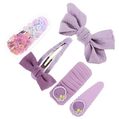 LRXIYODE 5 Stück Teiliges Haarspangen aus Stoff mit violetten Schleifen und Blumen Niedliche Haarclips für Mädchen Sicher und Langlebig für Alltag Party Cosplay und Geburtstagsgeschenke von LRXIYODE