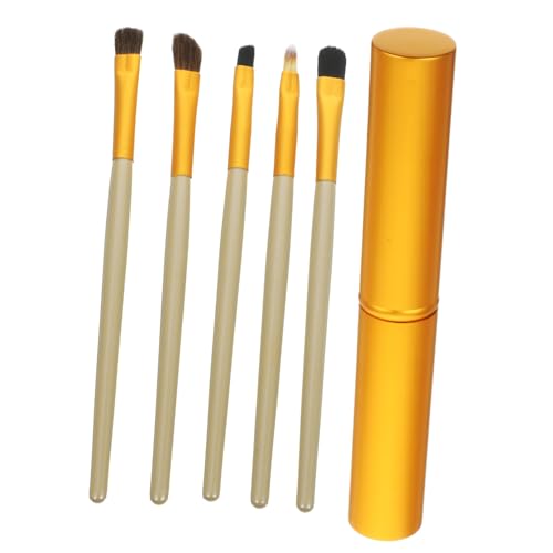 LRXIYODE 5 Stück Teiliges Lidschatten Pinsel Set mit Holzgriff Nylonborsten für Gleichmäßiges Augen Make Up Keine Borstenverluste Waschbar Tragbar Geeignet für Präzises und Zufällige Farbe von LRXIYODE