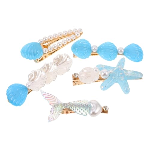 LRXIYODE 5 Stück Teiliges Meerjungfrau Haarklammern mit Muschel Sternmotiv Leichte Kleine Enten-schnabel-haarspangen für Damen Sicherer Halt für Strand Party und Alltag Vielseitig und von LRXIYODE