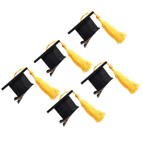 LRXIYODE 5 Stück Teiliges Mini Doktorhut Haarspangen Gelb Lustige Graduation Party Haarschmuck für Erwachsene und Mädchen Langlebige Kopfbedeckung Dekorative Abschlussfeier Accessoires von LRXIYODE