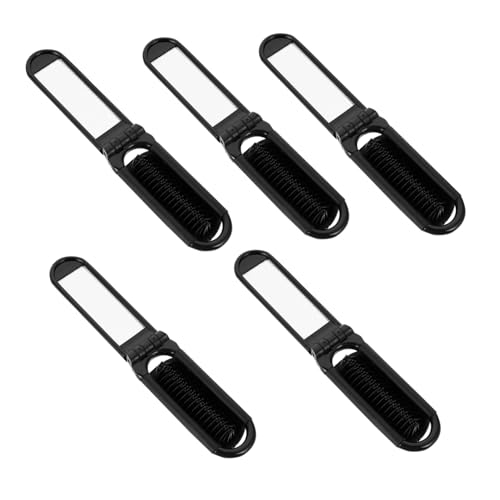 LRXIYODE 5 Stück Teiliges Mini Kamm mit Spiegel Faltbare Kämme aus Hochwertigem Material Kompakt und Langlebig für Tasche Geldbörse und Unterwegs Geeignet für Glattes Dickes Haar Nass und von LRXIYODE