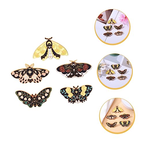 LRXIYODE 5 Stück Teiliges Schmetterlinge Broschen Set Langlebiger Retro Emaille Anstecknadeln mit Sicherem Verschluss für Kleidung Rucksäcke Hüte und Taschen Farbenfrohe Insekten Abzeichen von LRXIYODE