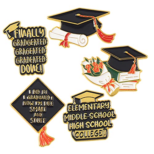 LRXIYODE 5 Stück Teiliges Set Graduation Brosche Kreative Akademische Mütze Anstecknadel Langlebige Metall Brosche für Rucksack Stilvolle Abzeichen für Absolventen und von LRXIYODE