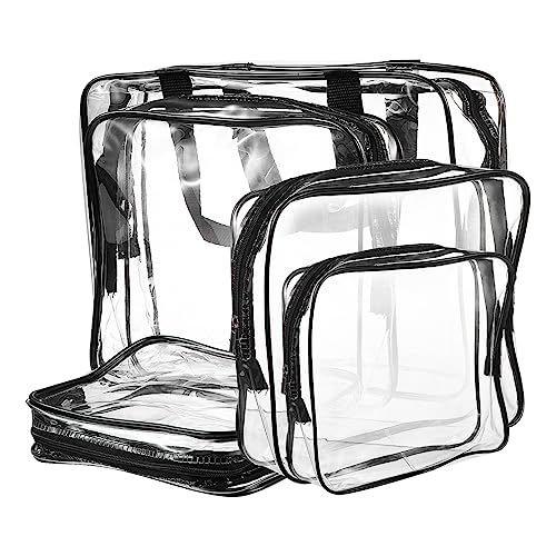 LRXIYODE 5 Stück Teiliges Set Transparente Kosmetiktaschen aus PVC wasserdichte Reise Organizer für Damen Make Up Pouch Kulturtasche für Gym und Alltag Leicht und Langlebig von LRXIYODE