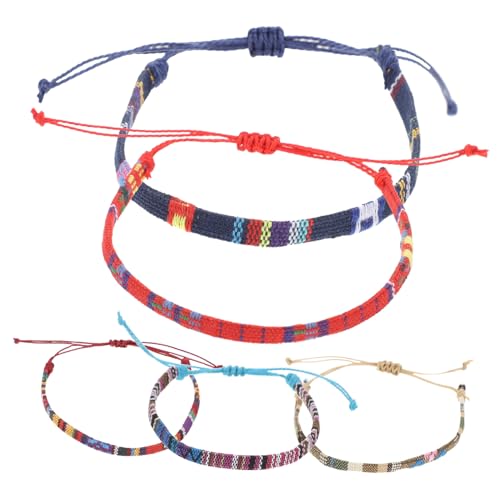 LRXIYODE 5 Stück Teiliges Verstellbares Baumwoll Leinen Armband Handgewebte Geflochtene Freundschaftsarmbänder für Damen und Herren Bunte Fußkettchen für Geschenkidee für Frauen von LRXIYODE