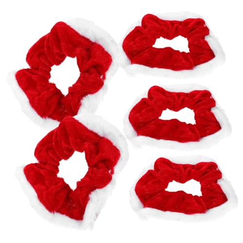 LRXIYODE 5 Teiliges Samt Haargummis Elastisch Weich Dehnbar Ponytail Holder für Damen Mädchen Festlich Rot Haarbänder Vielseitig Verwendbar Bequem Schadstofffrei von LRXIYODE