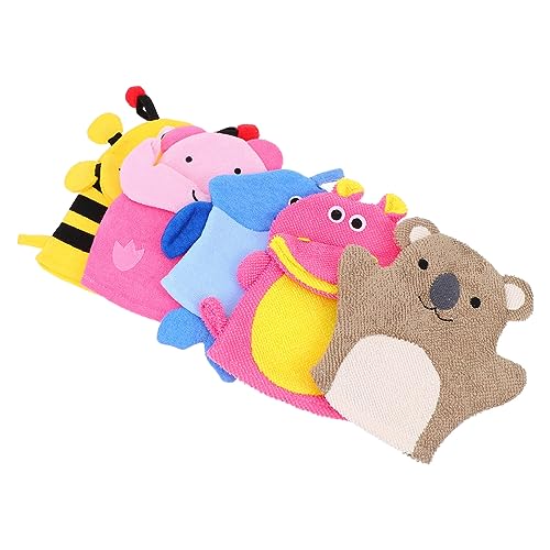 LRXIYODE 5 Stücke Kinder Badehandschuhe Cartoon Form Peeling Handschuhe für Kinder Sanfte für Bad und Dusche von LRXIYODE