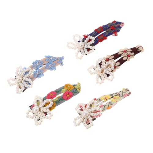 LRXIYODE 5stücke Teiliges Floraler Haarklammern Mit Fake-perlen Elegante Bestickte Haaraccessoires Für Frauen Für Hochzeiten Partys Und Alltag von LRXIYODE