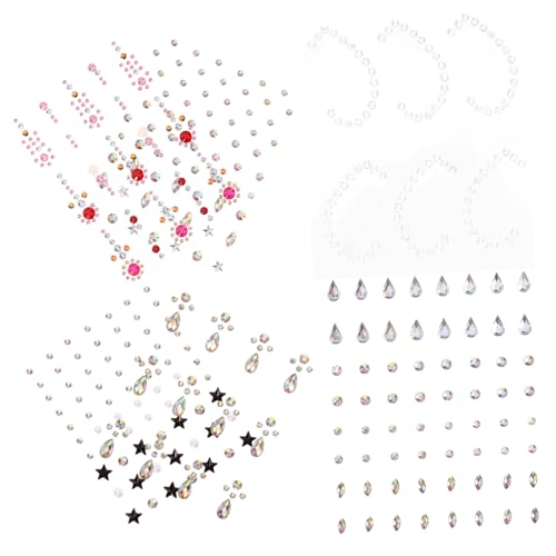 LRXIYODE 6 Blätter Gesicht Edelsteine Aufkleber Teiliges Glitzer Strasssteine für Make Up Dekoration für Festivals Partys und DIY Gesichtskunst von LRXIYODE