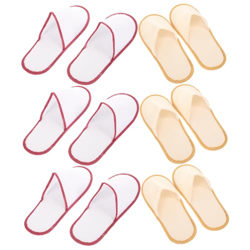 LRXIYODE 6 Paare Einweg Hausschuhe Hotel Slipper aus Fleece mit Rutschfester Sohle Atmungsaktiv und Komfortabel für Gäste Reisen Spa Wellness Geeignet für Damen und Herren von LRXIYODE
