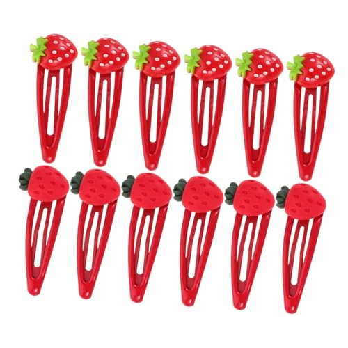 LRXIYODE 6 Paare Erdbeer Haarspangen Metall Druckknopf Haarclips für Mädchen Cartoon Obst Haarnadeln Kinderfreundlich Langlebig Rutschfest Täglicher Haarschmuck von LRXIYODE