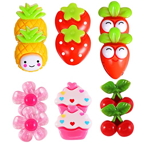 LRXIYODE 6 Paare Erdbeere Kirsche Ananas Blume Eiscreme Karotte Süße Ohrclips für Mädchen Partyzubehör und von LRXIYODE