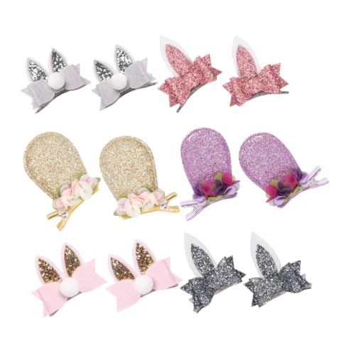 LRXIYODE 6 Paare Glitzer Haarklammern mit Hasenohren Mädchen Haarspangen Funkelnde Haarclips für Langlebige Haarschmuck Accessoires Zauberhafte Haar deko für Alltag und Party von LRXIYODE