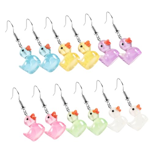 LRXIYODE 6 Paare Niedliche Enten Ohrringe für Mädchen Leuchtende Dangle Ohrhänger in Farben Cartoon Schmuck Leichte Langlebige Tropfenohrringe für Frauen Modischer Ohrschmuck von LRXIYODE