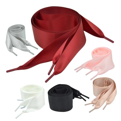 LRXIYODE 6paare Satin-schnürsenkel Flach Weiß Bandschnürsenkel Für Damen Mädchen Sneakers Schuhe Freizeit Sportschuhe Stiefel von LRXIYODE