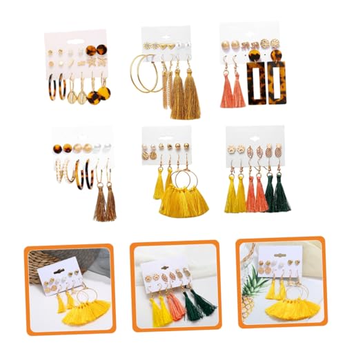 LRXIYODE 6 Sätze Teiliges Boho Ohrstecker mit Mond Quastenanhängern Leichte Langlebige Damen Ohrhänger Modischer Schmuck für Strand Party und Alltag Vielseitig Kombinierbar von LRXIYODE