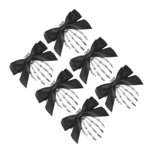 LRXIYODE 6 Stück Clips Zombie Haarspangen Skelett Schleife Haarknochen Zubehör Mädchen Clip Haarspangen Schleife Horror Für Frauen Party Totenkopf Halloween Punk Kleine Dekoration Hand von LRXIYODE