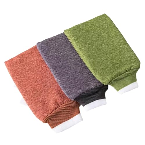 LRXIYODE 6 Stück Dusch Peelinghandschuhe Doppelseitige Exfoliator Handschuhe für Körperpflege in Armygrün und Rosé Waschhandschuhe für Männer von LRXIYODE
