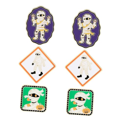 LRXIYODE 6 Stück Halloween Mumienspange aus Metall Niedliche Cartoon Brosche Leichter Anstecker Originelles Gothic Kostüm Schmuck für Damen Lustiges Vintage Halloween Zubehör von LRXIYODE